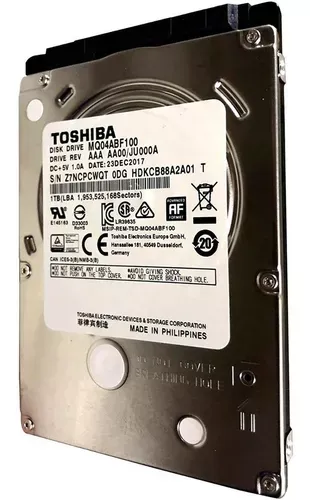 DISCO MECÁNICO HDD TOSHIBA MQ04ABF100 1TB 2.5" 5400RPM USADO, vista 2